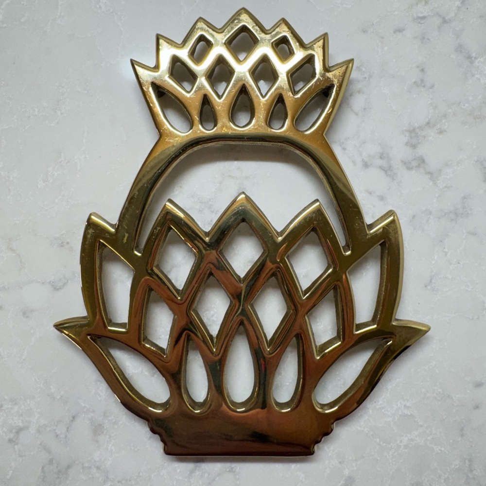Vintage Solid Brass Pineapple Trivet
